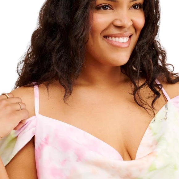 Eloquii‎ Womens Off Shoulder Bias Slip Dress Size 20W Pink Classic Drape Neck - Picture 3 of 14